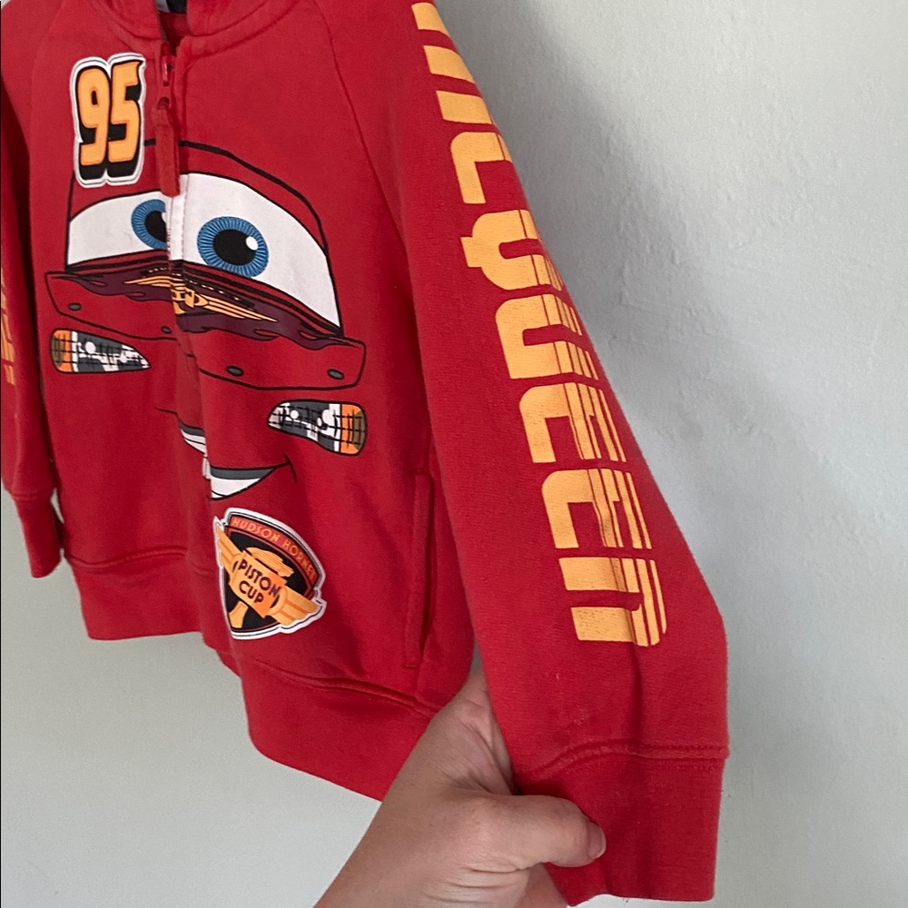 Disney Pixar Cars Red Lightning McQueen Zip Up Hoodie Size 3T - Picture 4 of 9